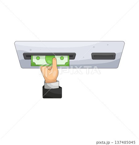 Illustration of Withdrawing cash from an Automated Teller Machine Illustration of Withdrawing cash from an Automated Teller Machine 137485045