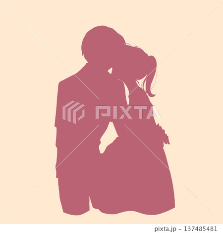 寄り添う妊婦とパートナー シルエット 寄り添う妊婦とパートナー シルエット 137485481