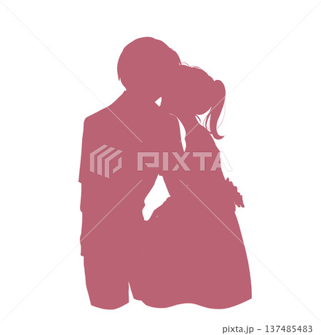 寄り添う妊婦とパートナー シルエット 寄り添う妊婦とパートナー シルエット 137485483