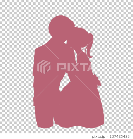寄り添う妊婦とパートナー シルエット 寄り添う妊婦とパートナー シルエット 137485483