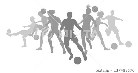 Soccer Football Players Men Women Silhouettes 137485570