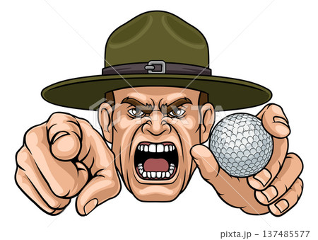 Drill Instructor Sergeant Bootcamp Golf Mascot 137485577