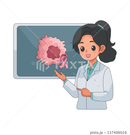 Illustration of breast cancer doctor 137486028