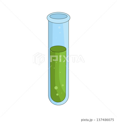 Illustration of test tube with green liquid Illustration of test tube with green liquid 137486075