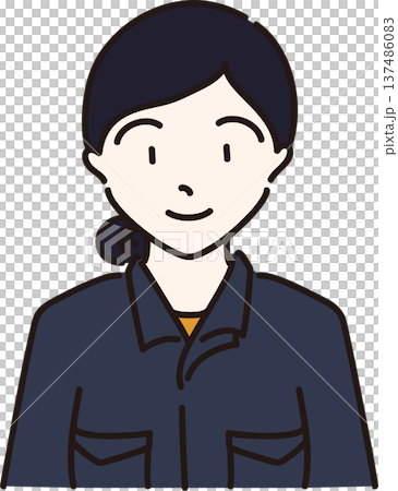 圖：一位頭髮紮起、身穿工作服（藏藍色制服）的女性 137486083