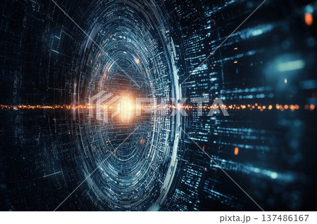 Abstract Digital Art Representing Futuristic Technology in AI Assisted Design Concepts 137486167