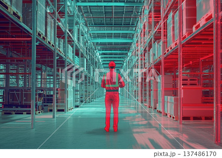 Supervisor in Warehouse Monitoring Logistics with a Digital Twin Technology Interface 137486170