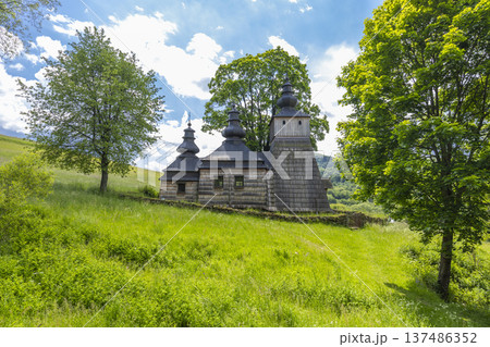 Wooden Greek Catholic church building in Dubne, Muszyna Wooden Greek Catholic church building in Dubne, Muszyna 137486352