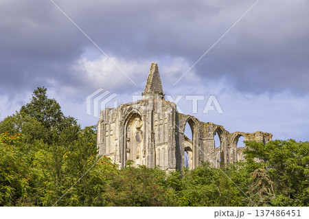 Saint Paul priory ruins against cloudy sky, Centre Val de Loire 137486451