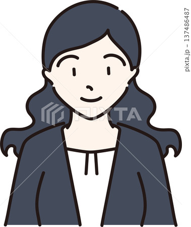 スーツを着た落ち着いた雰囲気の女性のイラスト　紺色バージョン 137486487