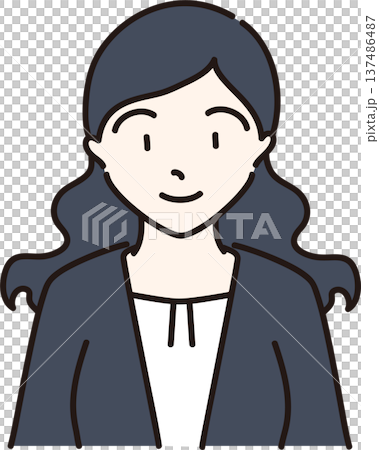 スーツを着た落ち着いた雰囲気の女性のイラスト　紺色バージョン 137486487