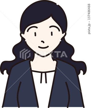 スーツを着た落ち着いた雰囲気の女性のイラスト　黒髪バージョン 137486488