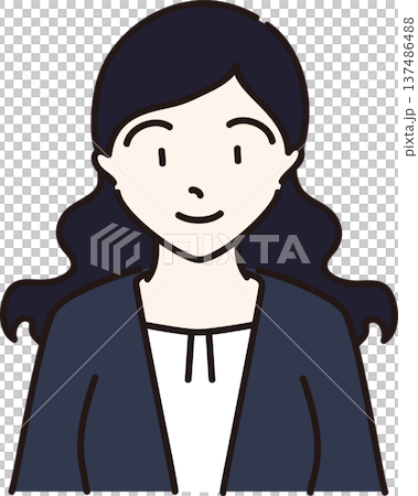 スーツを着た落ち着いた雰囲気の女性のイラスト　黒髪バージョン 137486488