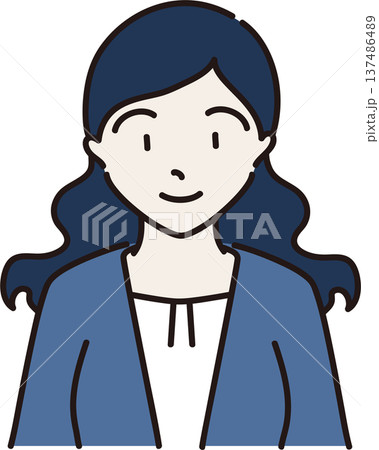 スーツを着た落ち着いた雰囲気の女性のイラスト　青色バージョン 137486489