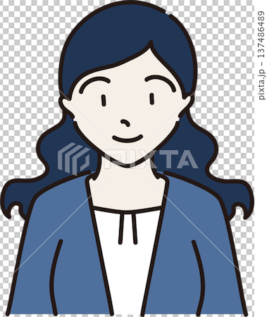 スーツを着た落ち着いた雰囲気の女性のイラスト　青色バージョン 137486489