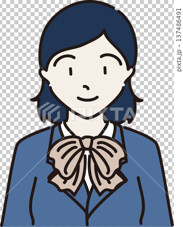 スーツを着たボブカットの女性のイラスト　青色のスーツ 137486491