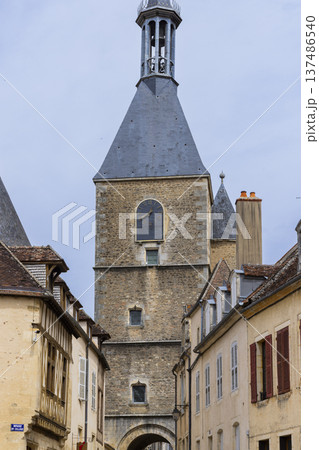 Tour de l'Horloge in Avallon, Bourgogne Franche Comte street scene 137486540