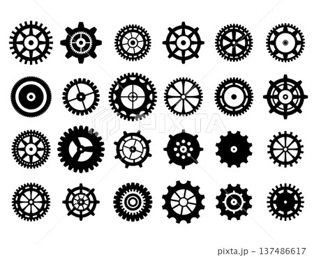 Collection of retro gear icon. Vector vintage transmission cogwheels and gears. Can be used for industrial, technical, mechanical and steampunk design. EPS8 137486617