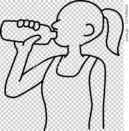 Illustration of a woman drinking water 137486668