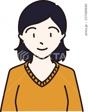 カットソーを着た女性のイラスト　黄色バージョン 137486680