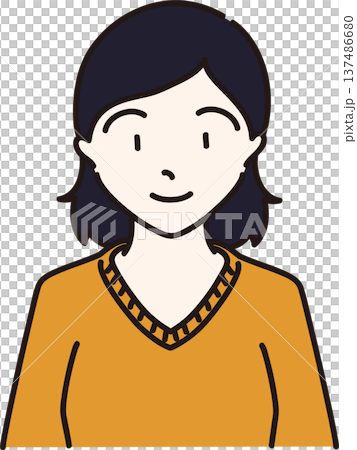 カットソーを着た女性のイラスト　黄色バージョン 137486680