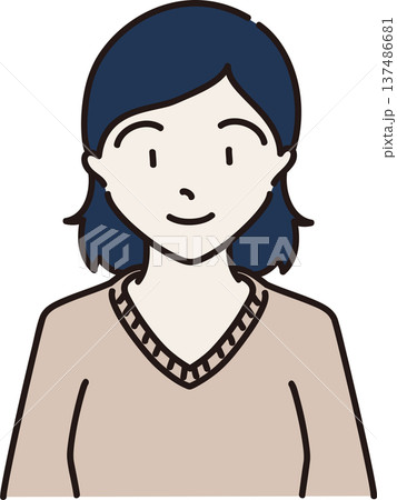 カットソーを着た女性のイラスト ベージュバージョン カットソーを着た女性のイラスト ベージュバージョン 137486681