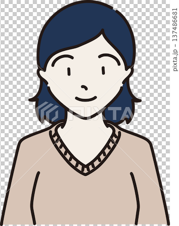 カットソーを着た女性のイラスト ベージュバージョン カットソーを着た女性のイラスト ベージュバージョン 137486681