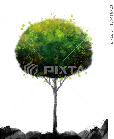 tree on watercolor painting tree on watercolor painting 137486723