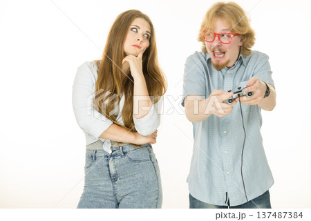 Woman is angry at playing man 137487384
