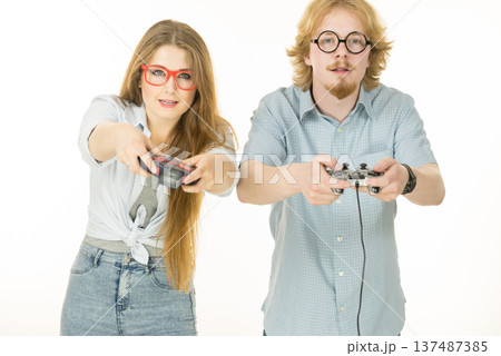 Gaming couple playing games 137487385