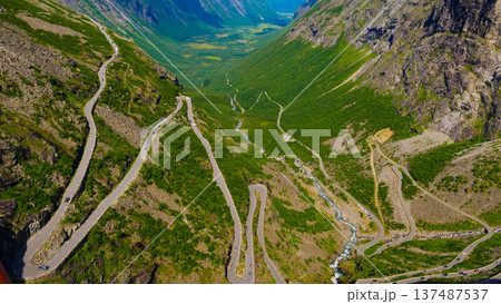 Trollstigen mountain road in Norway Trollstigen mountain road in Norway 137487537