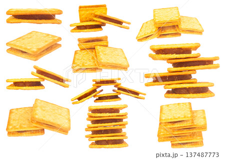 Pineapple wafer biscuits isolated on white background Pineapple wafer biscuits isolated on white background 137487773