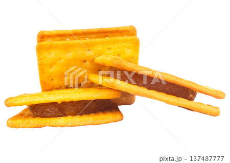 Pineapple wafer biscuits isolated on white background Pineapple wafer biscuits isolated on white background 137487777