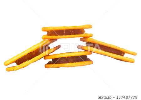 Pineapple wafer biscuits isolated on white background 137487779