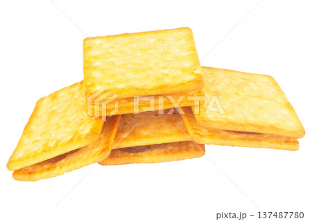 Pineapple wafer biscuits isolated on white background Pineapple wafer biscuits isolated on white background 137487780