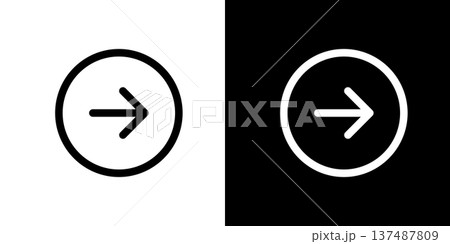 丸に右矢印・進むのシンプルアイコン（ベクター） 137487809