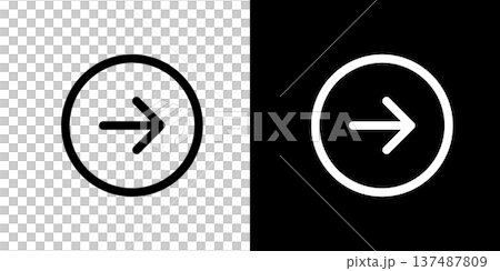 丸に右矢印・進むのシンプルアイコン（ベクター） 137487809