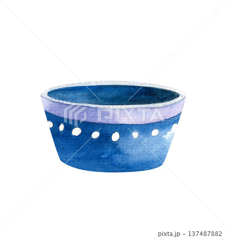 Hand painted watercolor floral blue pot with a pattern. Illustration of ceramic vases for indoor plants. Interior design template. Hand painted watercolor floral blue pot with a pattern. Illustration of ceramic vases for indoor plants. Interior design template. 137487882