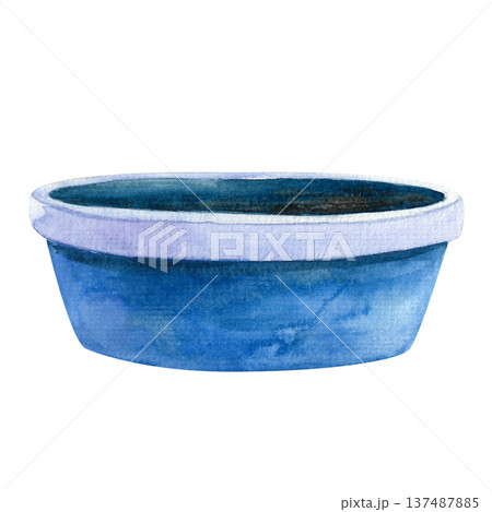 Hand painted watercolor blue flower pot. Illustration of ceramic vases for indoor plants. Interior design template. Hand painted watercolor blue flower pot. Illustration of ceramic vases for indoor plants. Interior design template. 137487885