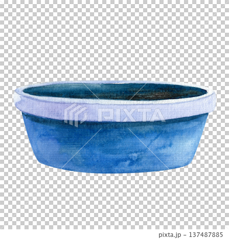 Hand painted watercolor blue flower pot. Illustration of ceramic vases for indoor plants. Interior design template. Hand painted watercolor blue flower pot. Illustration of ceramic vases for indoor plants. Interior design template. 137487885
