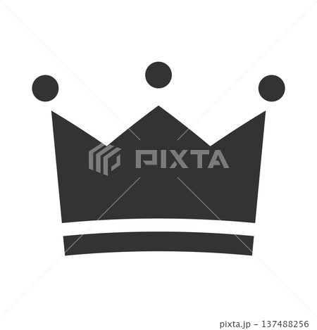 シンプルな王冠アイコン　黒　モノクロ 137488256