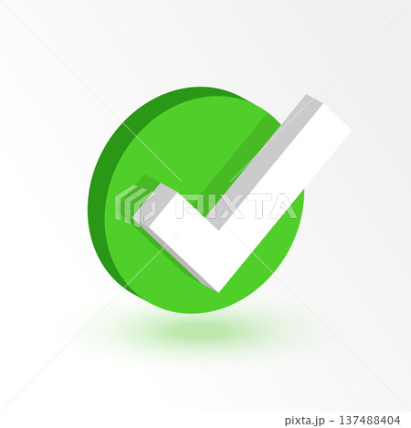 3d verify checkmark tick in flat style 3d verify checkmark tick in flat style 137488404