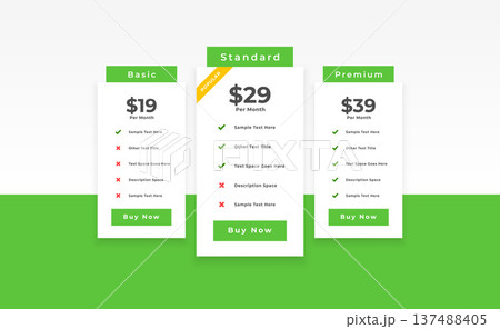 3 option basic, standard and premium pricing table template 3 option basic, standard and premium pricing table template 137488405