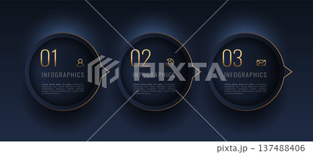 3 steps or process golden infographic banner for your client 137488406