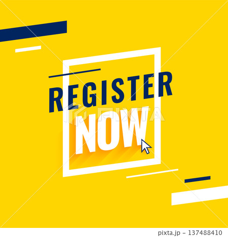 register or apply now yellow template with cursor design 137488410