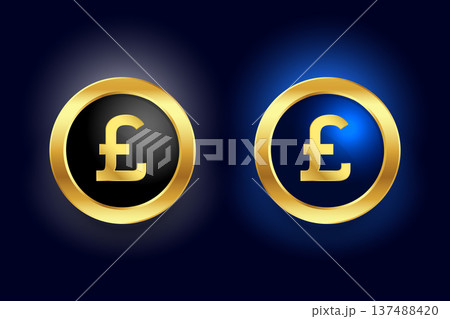 set of 3d golden pound coin design set of 3d golden pound coin design 137488420