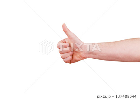 male hand gesturing thumb up 137488644