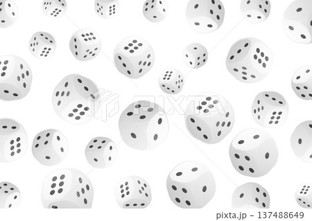 falling casino game die cubes on white background falling casino game die cubes on white background 137488649