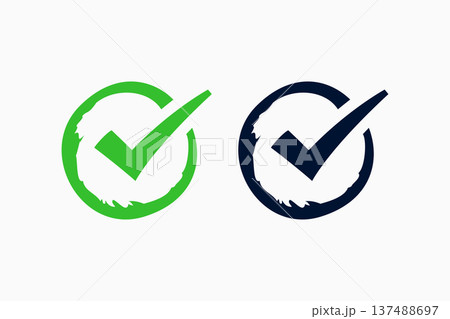 green black check mark tick sign in hand drawn style 137488697