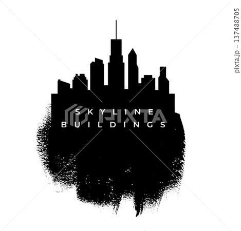 grungy urban skyline metropolis apartment silhouette 137488705